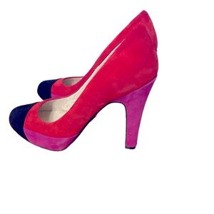 NWOT Anne Klein tri-tone suede heels, sz 6.5
